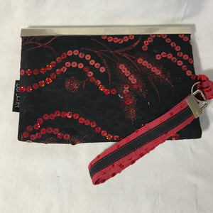 Red and black - Sequin and Silk Velvet- Wallet Deluxe