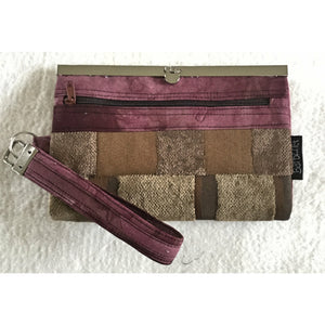 Woman Wallet, Woman Clutch, Wristlet, Brown Upholstery Fabric - Wallet Deluxe