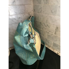 large bag made with turquoise blue vinyl Barbz.net
