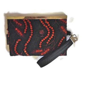 SOLD Wisconsin Motion W Wallet in Red and Black Sequin