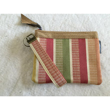SOLD Embossed Silky Strip Decorator Fabric - Postcard Bag