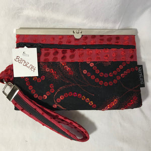 Red and black - Sequin and Silk Velvet- Wallet Deluxe